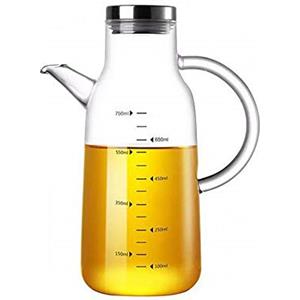 XiaoShenLu Bottiglia di Olio, Olio e Aceto Dispenser con Scala, Bottiglia Dispenser per Olio d'oliva in Vetro, Olio di Bottiglia con Beccuccio Bottiglia Aceto per Padella, BBQ, Cucina, Insalata, 750ml