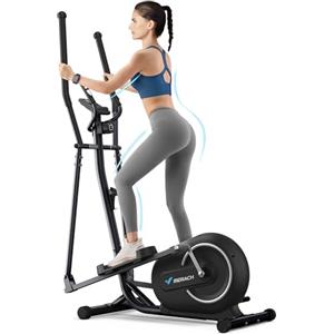 MERACH Ellittica Cyclette per la Casa, Ultra Silenziosa Ellittico con Resistenza Magnetica a 16 Livelli, Schermo LCD, Sensore di Battito Cardiaco, Applicazione Esclusiva, Capacità di Carico 120KG