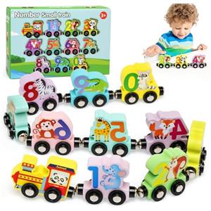 BelleStyle Giochi Legno Bambini 1-4 Anni, Trenino Legno Magnetico Animale con Numero, Giochi Educativi Montessori