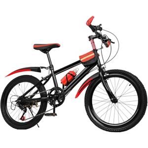 JINPRDAMZ Bicicletta Mountain Bike 20 Pollici per Bambini e Ragazzi - 6 Marce, MTB, Rosso+Nero