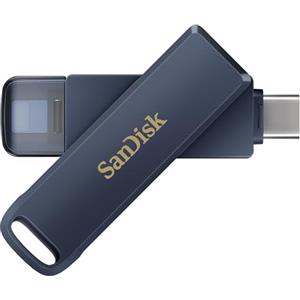 SanDisk 64GB Phone Drive chiavetta USB per iPhone/iPad, PC e Mac (2-in-1 archiviazione iPhone, con connettori Lightning e USB-C Backup Automatico, Protezione Tramite Password) Metallic Sky