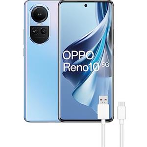 OPPO Reno10 5G Smartphone Libero 8GB+256GB, Schermo AMOLED 6.7, Fotocamera 64+8+32MP, Android, Batteria 5000mAh, Ricarica Rapida 67W - Blu