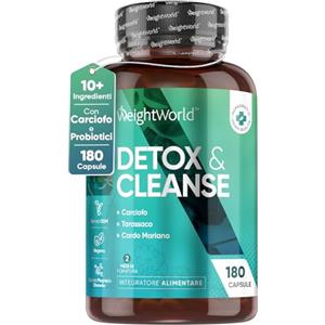 WeightWorld Detox & Cleanse 180 Capsule, Estratto di Carciofo, Psillio, Cardo Mariano, 2 Mesi, 10 Miliardi di CFU, Vegano, Fermenti Lattici Probiotici, Tarassaco e Semi di Lino, Ingredienti di Origine Naturale