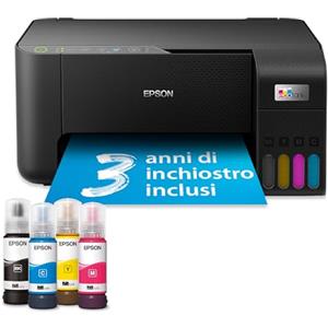 Epson EcoTank ET-2862 Stampante Multifunzione 3-in-1 A4, Serbatoi Ricaricabili Alta Capacità, 4 Flaconi Inclusi pari a 4500pag B/N 7500pag Colore, Display LCD USB Wi-Fi/Direct Fronte/retro, Nero