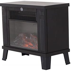 HOMCOM Camino Elettrico da Terra Moderno Potenza 600W/1200W con Effetto Fiamma 34 x 17 x 31cm Nero