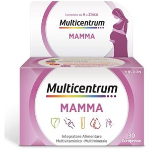 Multicentrum Mamma, Integratore Multivitaminico Completo per supportare le esigenze nutrizionali delle donne in gravidanza, con Acido Folico, Ferro, Vitamina C, D, B12, 30 compresse