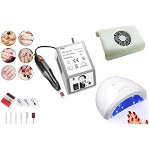 DISCORAMA® - KIT NAIL ART UNGHIE FRESA 20000 GIRI VELOCITA' REGOLABILE, LAMPADA FORNETTO UNGHIE PROFESSIONALE 48W, ASPIRATORE DA TAVOLO, SET ESTETISTA MANICURE PEDICURE