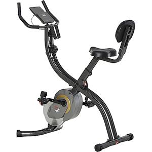 HOMCOM Cyclette Pieghevole Resistenza Regolabile su 16 Livelli, Bici da Spinning con Elastici per Braccia e Schermo LCD, Volano 6kg, 113x65x120cm, Nero Grigio