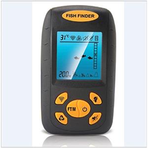 NUZAMAS Ecoscandaglio portatile con sensore sonar cablato e display LCD, per barca, kayak, profondità di 100 metri