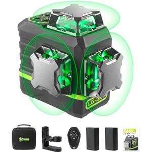 LasGoo Livella Laser Autolivellante 360°x3 Laser a Linea Incrociata Verde per Costruzioni e Appendere Quadri, Telecomando, Supporto Professionale Magnetico Rotante, 2 Batterie Ricaricabili - LG-3Ds
