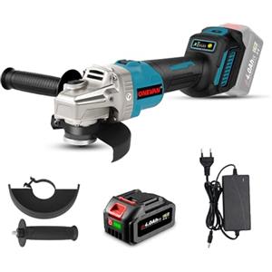ONEVAN smerigliatrice a batteria, smerigliatrice angolare 125 mm con batterie da 4,0 Ah, 6 velocità regolabili, flex flessibile a batteria moletta senza fili senza spazzole