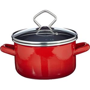 Krüger Haushaltswaren Karl Krüger - Pentola in Acciaio Inox, Serie Rom, Diverse Misure 16 cm Rosso