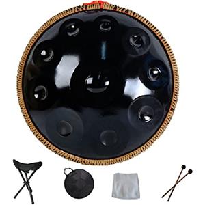 RongJ Handpan armonico Drum Hand Pan 9 10 12 14 Note Strumento a percussione Professionale Handpan in Acciaio con Borsa da Viaggio Decorazione in Corda e Mazze per Meditazione Yoga Zen