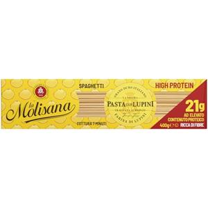 La Molisana, Spaghetti con Lupini, Pasta Proteica con Farina di Lupini e Semola di Grano Duro Italiano - Trafilata al Bronzo, Ricca di Proteine Vegetali e Fibre, Tenace e Gustosa - Confezione da 400g