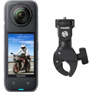 Insta360 X4 Pack Moto Manubrio - 8 K impermeabile 360 Action Camera 4K grandangolare video invisibile, bastone selfie rimovibile, lavorazione AI, stabilizzazione, nessuna scheda microSD