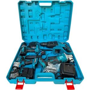 Generico Kit 4 in 1 Trapano Avvitatore con Percussione + Flex Smerigliatrice Angolare + Svitabulloni Avvitatore impulsi + Martello Tassellatore SDS-PLUS Due Batterie da 68V Motore Brushless e Valigetta