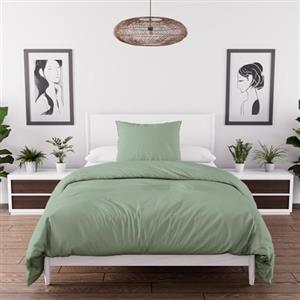 Intemporel, completo letto di Piumino in Microfibra lavata 140x200 cm BOHEME verde d'eau