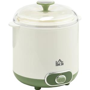 HOMCOM Yogurtiera 20W da 1.5L per 3-5 Persone con 2 Vasetti e Colino Incluso, Macchinario per Yogurt in Plastica, 19.5x17.5x21.4 cm, Bianca