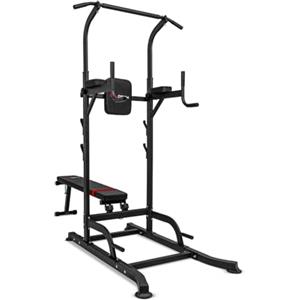 BOUDECH Stazione da Fitness Multifunzione Power Tower Chin-up Dip Station Barra Regolabile Panca per trazioni, Flessioni Addominali.