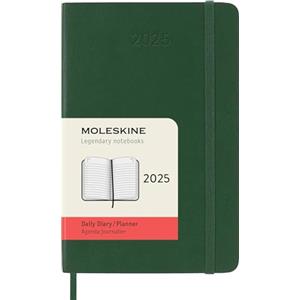 Moleskine Daily Planner, Agenda Giornaliera 12 Mesi 2025, Copertina Morbida e Chiusura Elastica, Colore Verde Mirto, Formato Pocket 9x14 cm