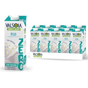 Valsoia - Bevanda Riso Zero Zuccheri, Box da 10 Tetra Brik da 1000 ml, Vegetale, Senza Lattosio e Glutine, con Calcio e Vitamine, Ideale anche per Vegani, Vegetariani e Celiaci