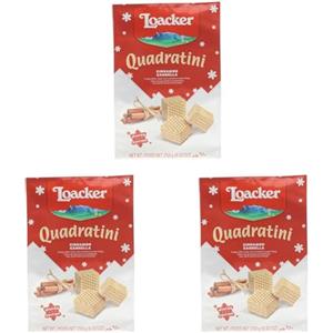 Loacker Winter Edition Quadratini Cannella, Cialde di Wafer Farcite di Deliziosa Crema arricchita dalla Cannella, Snack Dolci, 250 g (Confezione da 3)
