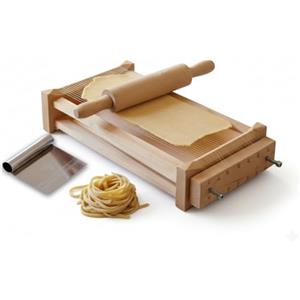 Orso Chef Chitarra Chitarella per Pasta Fresca - Chitarra Abruzzese per Pasta, Spaghetti, Fettuccine - Con Corde Tagliapasta inox -Chitarra doppio lato, Kit con Spatola in Acciaio Tagliapasta e Mattarello