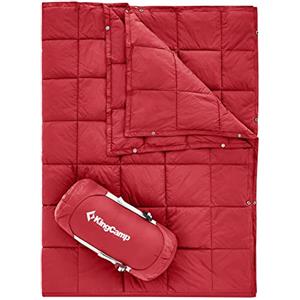 KingCamp Coperta da campeggio leggera per esterni, coperta da viaggio multifunzionale calda, coperta per dormire ultraleggera con bottone a pressione, trapunta per picnic, spiaggia, campeggio,