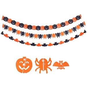 LoveLegis Set di 3 festoni addobbi 3 Metri ciascuno Halloween Pipistrelli Ragno Zucca Decorazioni Colore Arancione