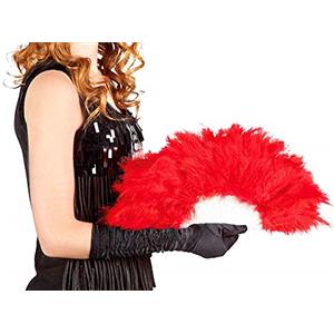 KIRALOVE Ventaglio Piume - Sintetico - Rosso - Burlesque - Carnevale - Idea Regalo Originale