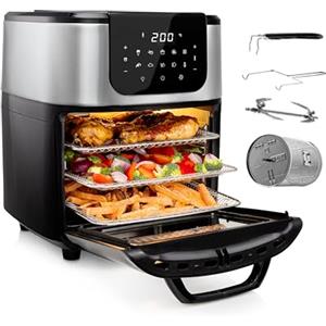 Princess Friggitrice ad Aria Forno Deluxe - 11 L - 1800 W - Schermo tattile digitale - 10 programmi preimpostati - Girapollo e cestello inclusi - Acciaio inossidabile - 182075