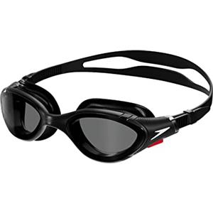 Speedo Unisex Biofuse 2.0 Swimming Goggles | Patented Easy Adjustment | Anti-Fog | Anti-Leak | Enhanced Fit | Improved Comfort, Black/White/Smoke, One Size