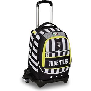 Seven Trolley Scuola Jack 3 Ruote, Bianco e Nero, Juventus FC, 3 in 1, Triplo Uso, Zaino Con Carrello Sganciabile, Tasca Porta Borraccia e Crossover System, Zaino Scuola Viaggio, Bambino Ragazzo