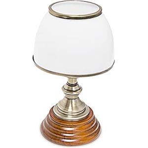 Relaxdays Lampada da Scrivania in Stile Antico Classico, Abat Jour da Lettura in Legno e Ottone, Illuminazione, Marrone
