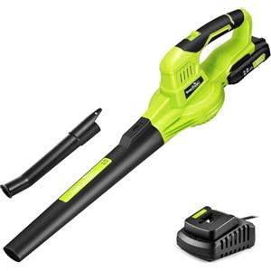 SnapFresh Soffiatore a Batteria Elettrico 20V Soffiatore Parkside Soffiatore per Foglie con Batteria e Caricabatterie 210 km/h 240m³/h / 2 Modalità /1,2kg per Foglie/Prato/Auto/Polvere (Verde)