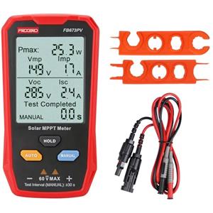 FrogBro FB673PV Tester Pannelli Solari, Multimetro Fotovoltaico 800W, Strumento di Misura MPPT con LCD Ultra Chiaro, Diagnostica Smart Tensione Circuito Aperto MPPT, Test Dati Moduli Fotovoltaici
