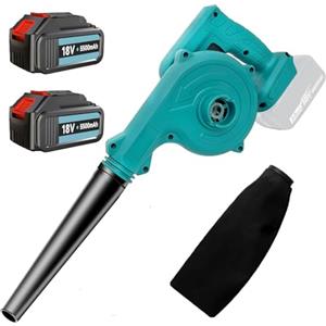 ANUPTTA Soffiatore per foglie, compatibile con batteria Makita, con batteria da 2 x 5500 mAh e caricabatterie, soffiatore a batteria, 18 V, ricambio 2 in 1, per funzione di raccolta della polvere,