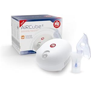 Pic Solution AirCube2 Aerosol a Pistone Silezioso, per Trattamento di Aerosol Terapia, Completo di Accessori, Bianco