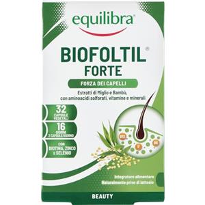 equilibra Integratori Alimentari, Biofoltil Forte, Integratore per il Benessere di Capelli e Unghie, a Base di Zinco, Selenio e Rame, con Ortica, Miglio e Bambù, 32 Capsule