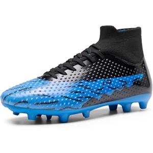 Dream Pairs Scarpe da Calcio da Uomo Teenager Sportivo All'aperto Spike Scarpe da Allenamento,Size 39,Nero/Blu Reale,SDSS2401M