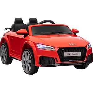 HOMCOM Macchina Elettrica per Bambini 3-5 Anni 12V 3Km/h Licenza AUDI TT, Auto Elettrica per Bambini con 2 Motori, Telecomando 2.4G, Clacson, Musica e Fari LED, Rosso