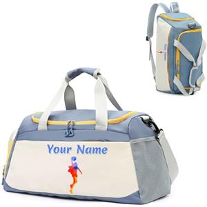 DUOYUN Borsone Sportivo Personalizzato di Grande Capacità, Borsa da Palestra Personalizzata per Uomo, Borsa da Viaggio per il Weekend - Tracolla Regolabile - Borsa Tote/Zaino a Doppio Scopo - Blu