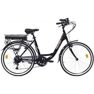 Denver Discovery E-bike E-4000 Bicicletta a pedalata assistita, City Bike con Ruote da 26 Cambio Shimano 6 velocità, Donna, Nero