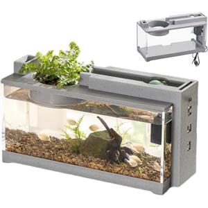 Amesor Acquario Da Tavolo, ni Acquario Betta Aquarium Starter, Con Pompa della'acqua, Acquario Decorativo Retrò Silenzioso, Acquario Per Pesci, Tartarughe, Gamberetti, PesciRossi, 31,5x13x16,5 CM