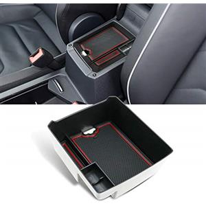 YEE PIN Auto Scatola di Immagazzinaggio Accessori per Car Compatibile con Tiguan 2 2016-2022 2023 Center Console Bracciolo Box Storage Secondario Vassoio Estraibile con Tappetino Antiscivolo