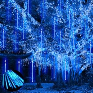 PEMOTech Luci di Natale da Esterno, Luci da Pioggia di Meteore 30 cm 15 Tubi 540 LED Luci da Cascata di Ghiaccioli di Neve per Albero di Natale Decorazione di Halloween