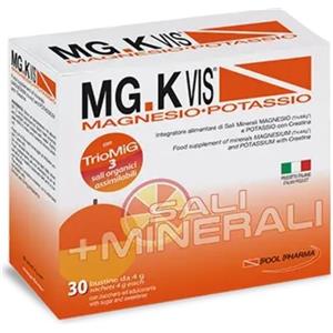 POOL PHARMA MGK Vis Orange - Integratore Alimentare con Magnesio, Potassio e Creatina, Gusto Arancia, 30 Bustine