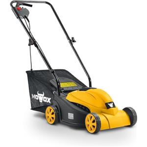 MOWOX POWER Piccolo Tagliaerba Elettrico, 1000W, Larghezza di Taglio di 32 cm, Tosaerba con Regolazione dell'Altezza su 3 Posizioni, Manubrio Pieghevole, Sacca Raccogli-Erba da 30L