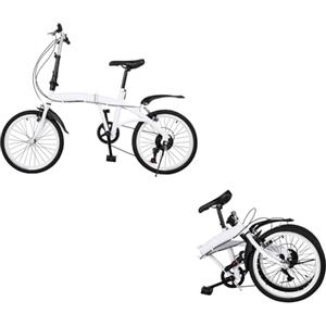 Kaichenyt Bicicletta pieghevole da 20 pollici, per adulti, pieghevole, doppio freno, mountain bike, con cambio a 7 marce, campeggio, City Bike, regalo bianco