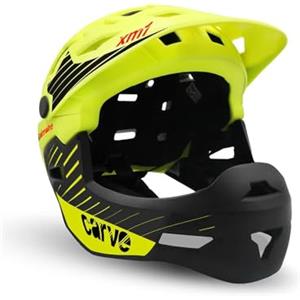 MVTEK Casco Carve Giallo. Casco bici mtb uomo e donna. Casco da bicicletta adulti 55/58cm. Casco bici in policarbonato omologato, regolabile, traspirante. Mentoniera removibile. Casco da bici 500gr.